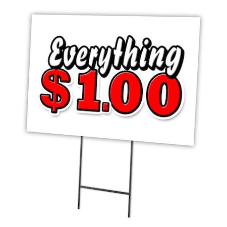 Everything 1 Dollar Yard Sign & Stake Outdoor Plastic Coroplast Window